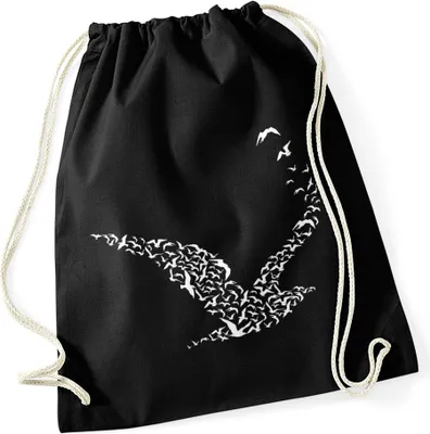 Produktbild von Turnbeutel Vögel Vogel Birds Hipster Beutel Tasche Jutebeutel Gymsac Autiga® schwarz unisize
