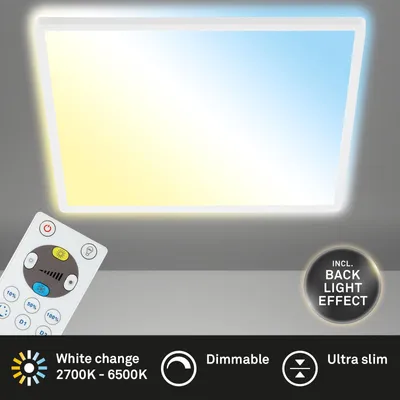 Produktbild von BRILONER SLIM LED Panel, Fernbedienung, Dimmbar, CCT Farbtemperatursteuerung, Backlighteffekt, weiß, 42 x 42 x 3 cm