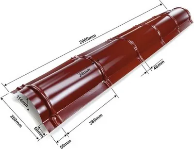 Produktbild von PRECIT Firstblech halbrund Oxidrot RAL 3009 2000 mm x 114 mm x 280 mm