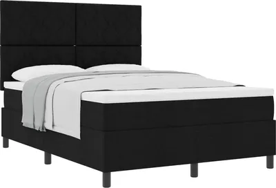Zdjęcie produktu dla vidaXL Łóżko sprężynowe z materacem czarne 140 x 190 cm tkanina
