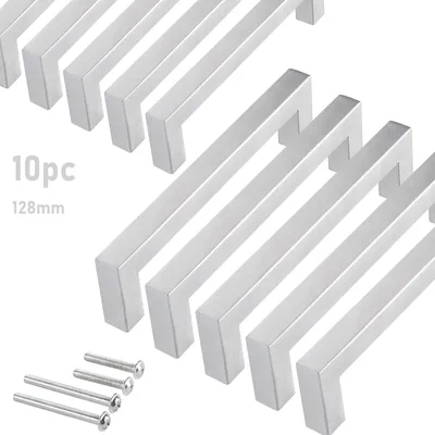 Produktbild von Schrankgriffe,10 Stück Möbelgriff Silber 128mm,Möbelgriffe,Griffe für Küchenschränke,Schubladengriff,Schrankgriffe Silber,Edelstahl