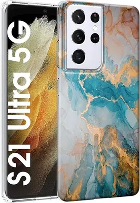 Produktbild von Marmorhülle für Samsung Galaxy S21 5G Ultra Blau Gelb SM-G998