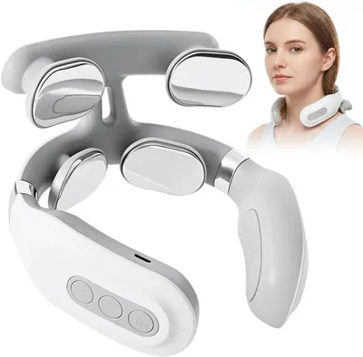 Produktbild von Nackenmassagegerät, tragbares Nackenmassagegerät mit Wärmefunktion, Nackenmassagegerät mit 6 Modi, 20 Intensitätsstufen, elektrisches Nackenmassagegerät für Reisen, Büro und Zuhause