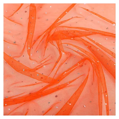 Produktbild von 2 Yards x 150 cm Glitzernder Tüllstoff, Spitze Netzstoff, Deko Tüll für DIY Bekleidung und Hochzeitsdekoration, Orange