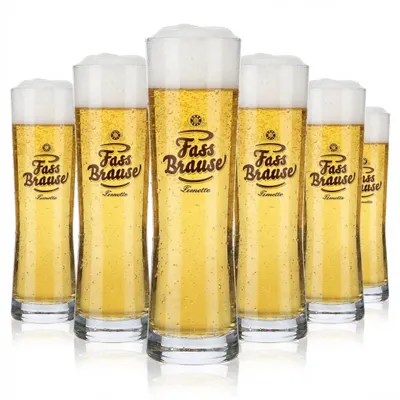 Produktbild von 6x Fassbrause Glas 0,2l Gläser Becher/Stange "Limette" Rastal Fresh