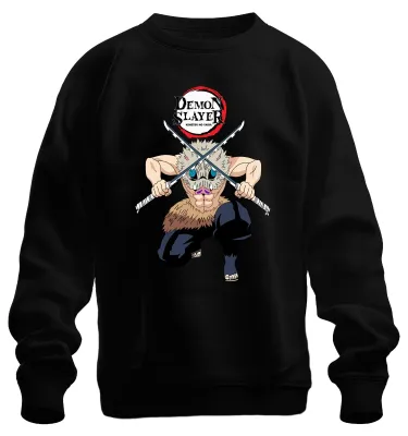 Immagine prodotto di Demon Slayer Inosuke Kimetsu no Yaiba Ebermaske Anime Geschenk Unisex Felpa Pullover, Schwarz, S