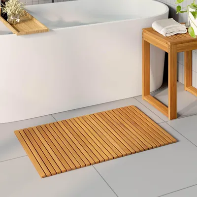 Produktbild von "Schlussverkauf" Badematte Uni - VIDAXL - Braun 80x50 cm Holz C17807