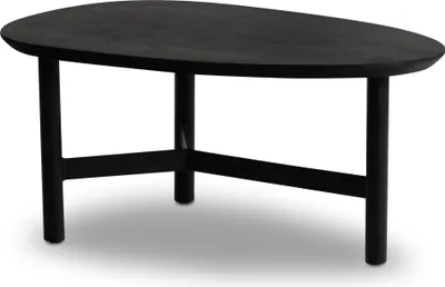 Produktbild von Couchtisch Mango Massivholz Metall Schwarz Nierenform Modern 86x50x37cm