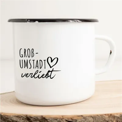 Produktbild von Huuraa Emaille Tasse Groß-Umstadt  Geschenk Kaffeebecher Vintage 300ml Groß-Umstadt  Präsent