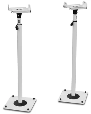 Produktbild von Zwei Lautsprecher Stative weiß Audio Monitor Ständer höhenverstellbar mit Kabelkanal Modell: LS-1W