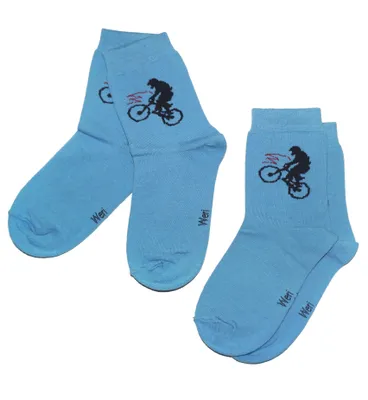 Produktbild von Kinder Socken 2-er Pack aus Baumwolle Biker Mittelblau Größe 35-38