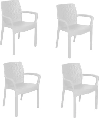 Produktbild von Gartenstuhl Viterbo, 4er-Set stuhl für Esstisch, Gartensitz, Gartensessel mit Rattaneffekt, 100 %  Italy,54x60h82 cm, Weiß