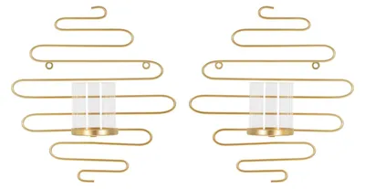 Immagine prodotto di Set 2 Portacandele da Parete 33x10x34 cm in Metallo Oro