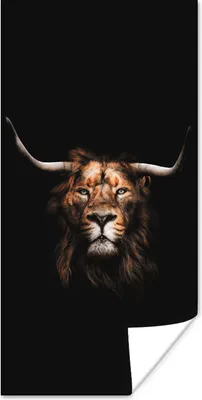 Produktbild von MuchoWow® Poster Löwe - Horn - Schwarz 20x40 cm - Plakat - Foto