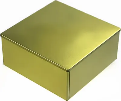 Produktbild von Dosenritter | eckige Keksdose, goldene edle Plätzchendose, aromadicht aus Metall mit Stülpdeckel | 9 x 19,5 x 19,5 cm (H,B,T)