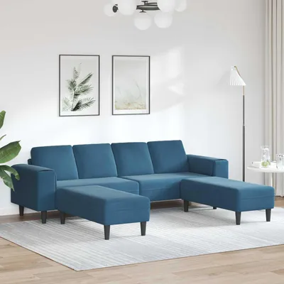 Obrázok produktu pre vidaXL Obývačka – 3-dielna sedacia súprava, modrá, 250 x 188 x 76 cm