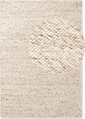 Image de Tapis "Elle Decoration" en laine, design intemporel à motifs mélangés, tapis naturel couleur crème et marron - 160x230 cm