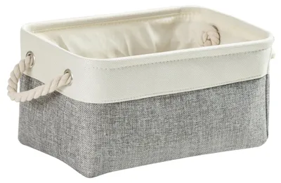 Produktbild von Stoffkorb, kleine Aufbewahrungsbox für den Kleiderschrank, Stoffkorb mit Seil für Spielzeug, Kleiderschrank, Regale, Kleidung (faltbar)