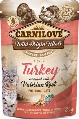 Produktbild von Carnilove Cat Pouch Pute mit Baldrian 85gx24