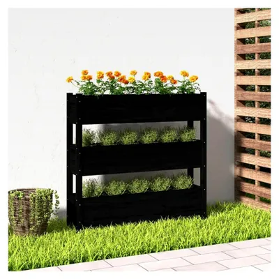Produktbild von Pflanzkübel Schwarz 112x25x104,5 cm Massivholz Kiefer für Garten Terrasse Balkon
