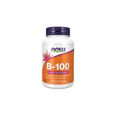 Produktbild von Now Foods Vitamin B-100, 100 Kapseln Hochdosis-Komplex für Energiestoffwechsel und Nervensystem-Unterstützung