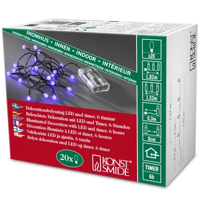 Produktbild von Konstsmide LED Globelichterkette 20 purpurfarbene Dioden schwarzes Kabel