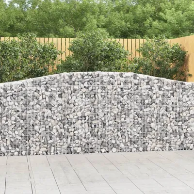 Produktbild von Gabionen mit Hochbogen 3 Stk. 400x30x100/120cm Verzinktes Eisen , Gabionen Design 2024