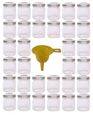 Immagine prodotto di Viva Haushaltswaren - 32 vasetti in vetro piccoli da 53 ml con coperchio argentato, forma cilindrica