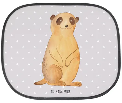 Produktbild von Mr. & Mrs. Panda Sonnenblende Auto Erdmännchen - Grau Pastell - Geschenk, Traveling, Sonnenschutz, Spruch, hitzeschutz, saugnapf, Reisen, Afrika, für, Roadtrip