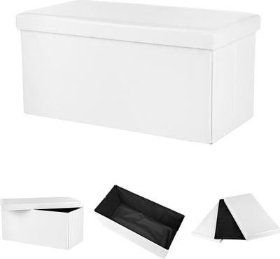 Mucola Sitzbank faltbar Sitzhocker Aufbewahrungsbox Sitzwürfel Stauraum Kunstleder Sitztruhe Fußbank - 76x38x38 cm Weiß