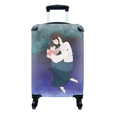 Produktbild von MuchoWow® Koffer Handgepäck Trolley Rollkoffer Kleine Reisekoffer mit 4 Rollen - Muttertag Illustration Mutter mit Kind in der Natur - Cabin Size < 55x40x23 cm & 55x40x20 cm - Kinderkoffer - Kabinenkoffer - Boardgepäck - Reise-Box - Reisekoffer - Reisegepäck - Koffer mit Bild - Trolley für Kinder