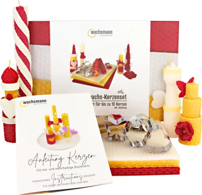 Produktbild von Bienenwachskerzen DIY-Set für 10 Kerzen, bunt, mit Zubehör