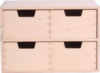 Produktbild von SEVICO Schubladen-Box aus Birken-Sperrholz | 4 Schubladen | 28,5 x 20 x 19 cm (+/- 1 cm) | Mini-Kommode für Kleinigkeiten | Perfektes Ordnungssystem für Lagerung, Decoupage & Dekoration A001-004