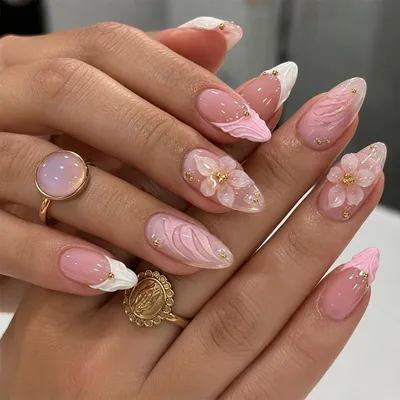 Immagine prodotto di Unghie finte rosa a mandorla, confezione da 24 pezzi con accessori