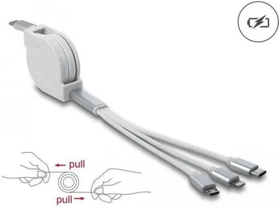 Image de Delock 85844 DELOCK USB Type-C 3 in 1 Aufrollladekabel weiß