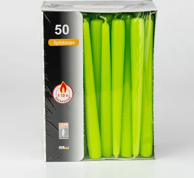 Produktbild von Sovie CANDLES Spitzkerzen Gastronomie Ø 2,2cm x 24cm in Hellgrün 50 Stück