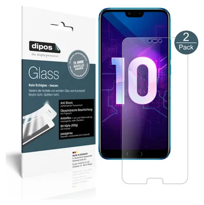 Produktbild von 2x Schutzfolie für Huawei Honor 10 matt - Anti-Shock 9H Folie dipos Glass