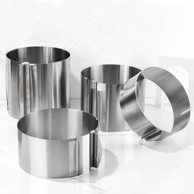 Immagine prodotto di TRANKIELO® - Set di 4 anelli per torte regolabili, in acciaio inossidabile – diametro da 15 a 30 cm – altezza da 6 a 15 cm – ideali per torte e dolci