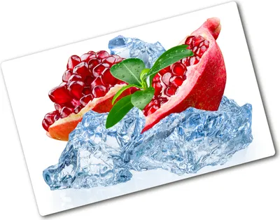 Produktbild von Tulup Glas Herdabdeckplatte - 80x52 cm - Glaskeramikkochfeld-Abdeckung Spritzschutz Glasabdeckplatte - Einteilig - Essen & Getränke - Granatapfel mit Eis - Rot
