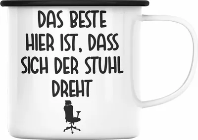 Produktbild von Trendation - Büro Emaille Tasse Lustiger Spruch Frau Männer Arbeit Emaille Emaille Tasse Kollegen Kollege Kollegin Geschenk (Schwarz)