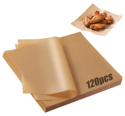 Produktbild von 120 Blatt ungebleichtes Backpapier, 30 x 20 cm. Vorgeschnittene Antihaft-Backpapierbögen zum Backen, Kochen, Grillen, für den Backofen und die Heißluftfritteuse.