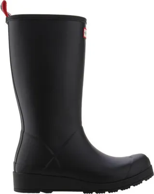 A black Hunter Play Tall Boot is shown against a white background.