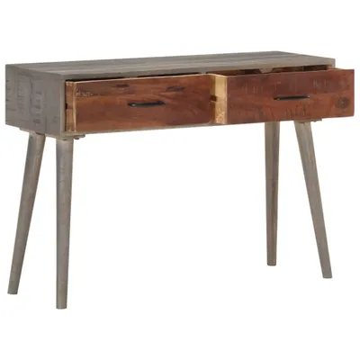 Image de vidaXL Table console Gris 110x35x75 cm Bois massif de manguier rugueux