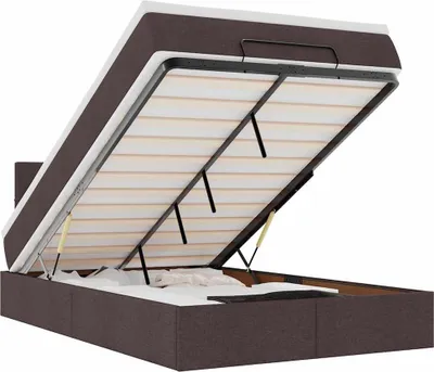 Image de vidaXL Lit ottoman avec matelas brun foncé 120x200 cm Tissu