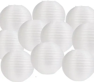 Produktbild von Papieren Lampions, 30 Stück, 20 cm Durchmesser, weiß, für Außen, Dekorationen für Hochzeiten.