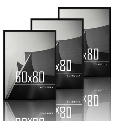 Image de Cadre photo en bois MDF, noir, 60x80 cm, lot de 3, pour photos