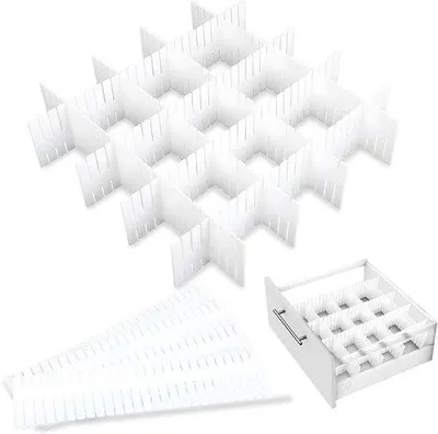 Produktbild von Famanu Ladeveredler 20 Stück - Verstellbare Organizer für Schubladen - Weiß
