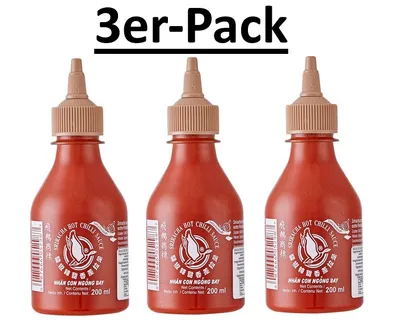 Produktbild von 3er-Pack Flying Goose Sriracha Chilisauce mit extra Knoblauch 200ml
