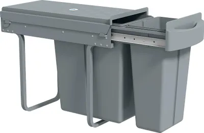 Image de Poubelle, double conteneur, design sous évier, gris