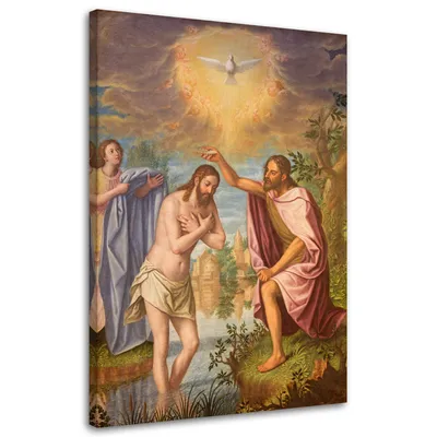 Image de Tableau sur toile « Baptême du Christ dans le Jourdain » Grenade 70 x 100 cm Feeby couleur tableau mural prêt à accrocher